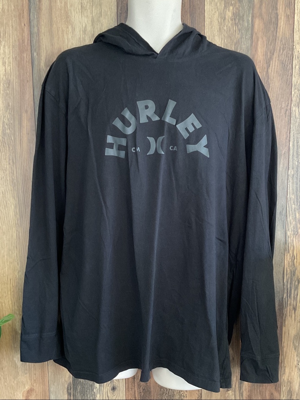 Hurley Men's Black Crewneck Hooded Long Sleeve Shirt 2XL     458B